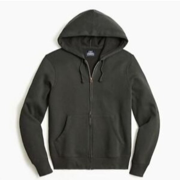 J Crew Vintage Fleece full-zip hoodie sweatshirt AL876 M Black - Picture 1 of 3